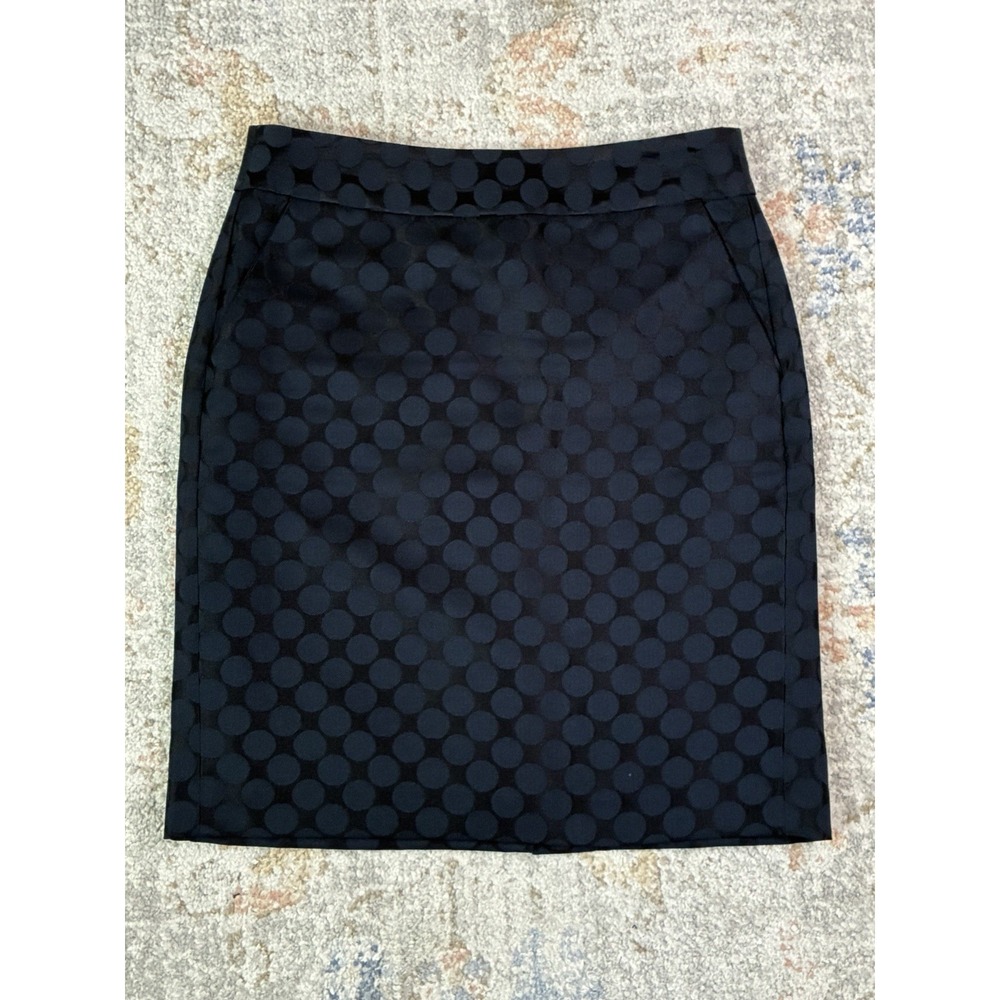Banana Republic Navy Polka Dot Pencil Skirt Jacquard Office Siren Corpcore Sz 2